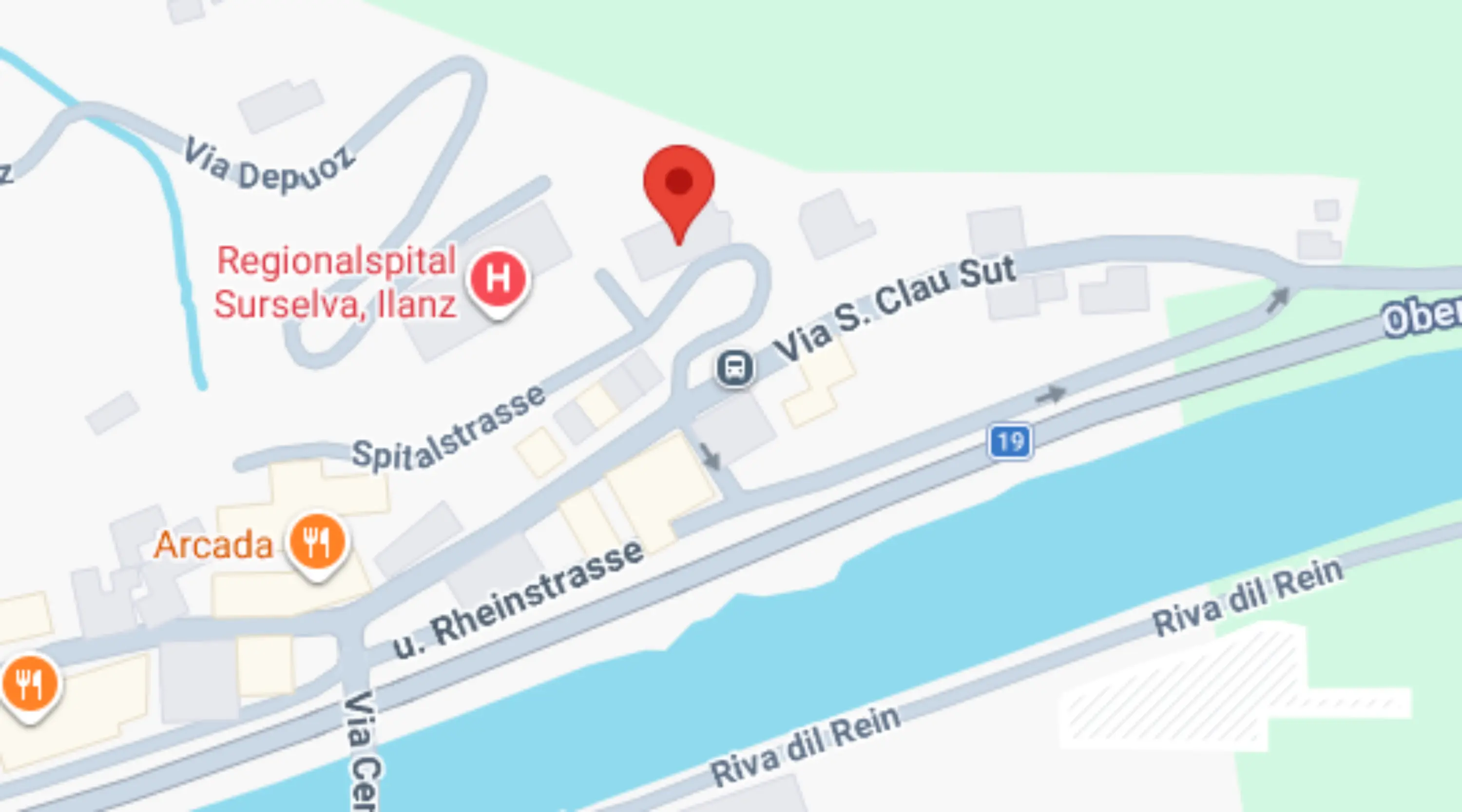 Kartenausschnitt  Spitalstrasse 4 7130 Ilanz